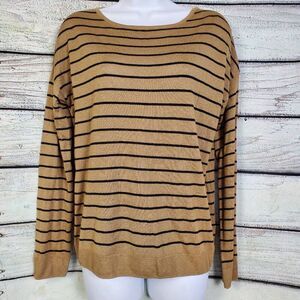 Philosophy Republic Clothing Women’s M Tan Black Stripe Sweater Pullover Lightwe
